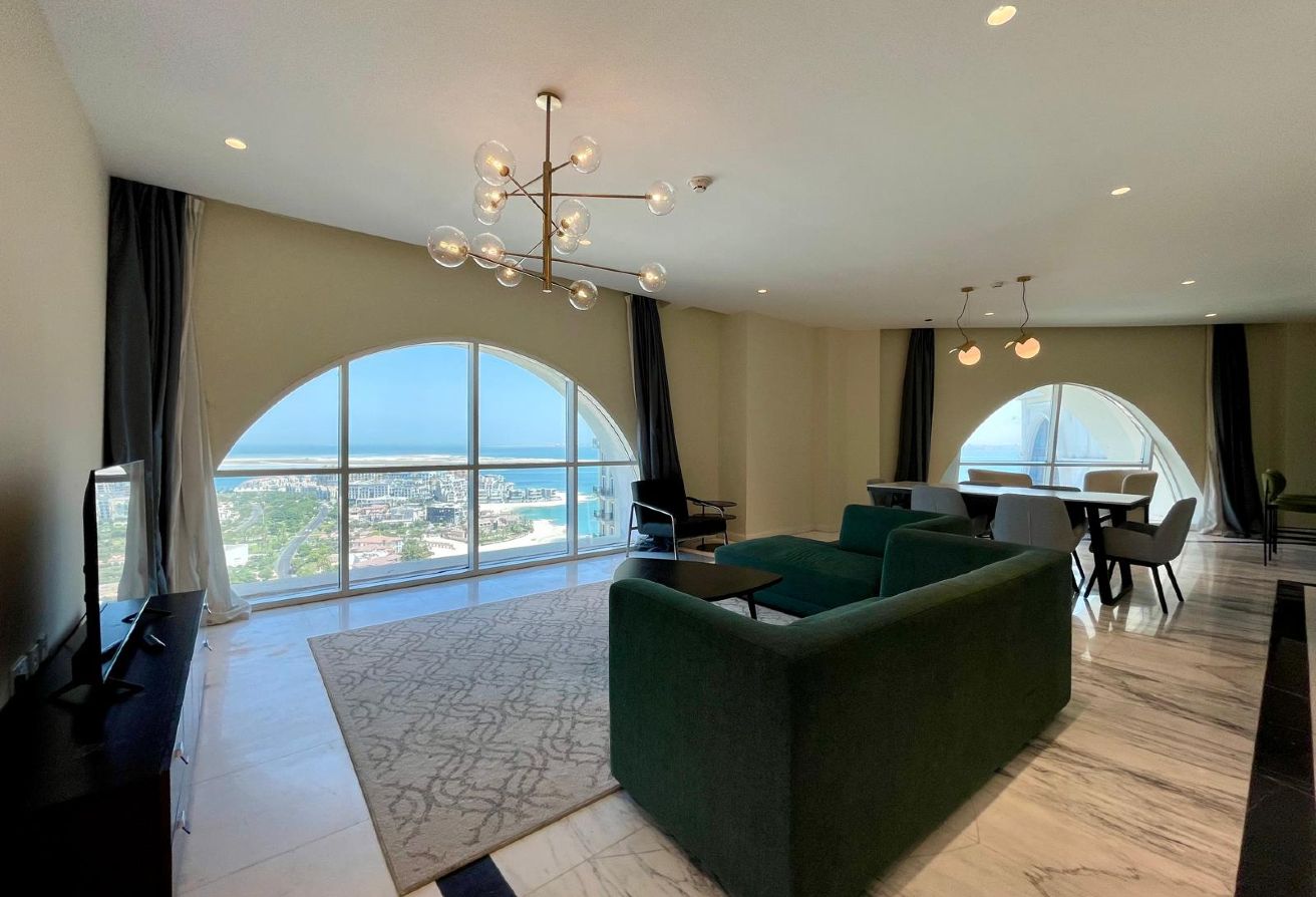 Furnished 3BR + Maid | The Pearl sea view